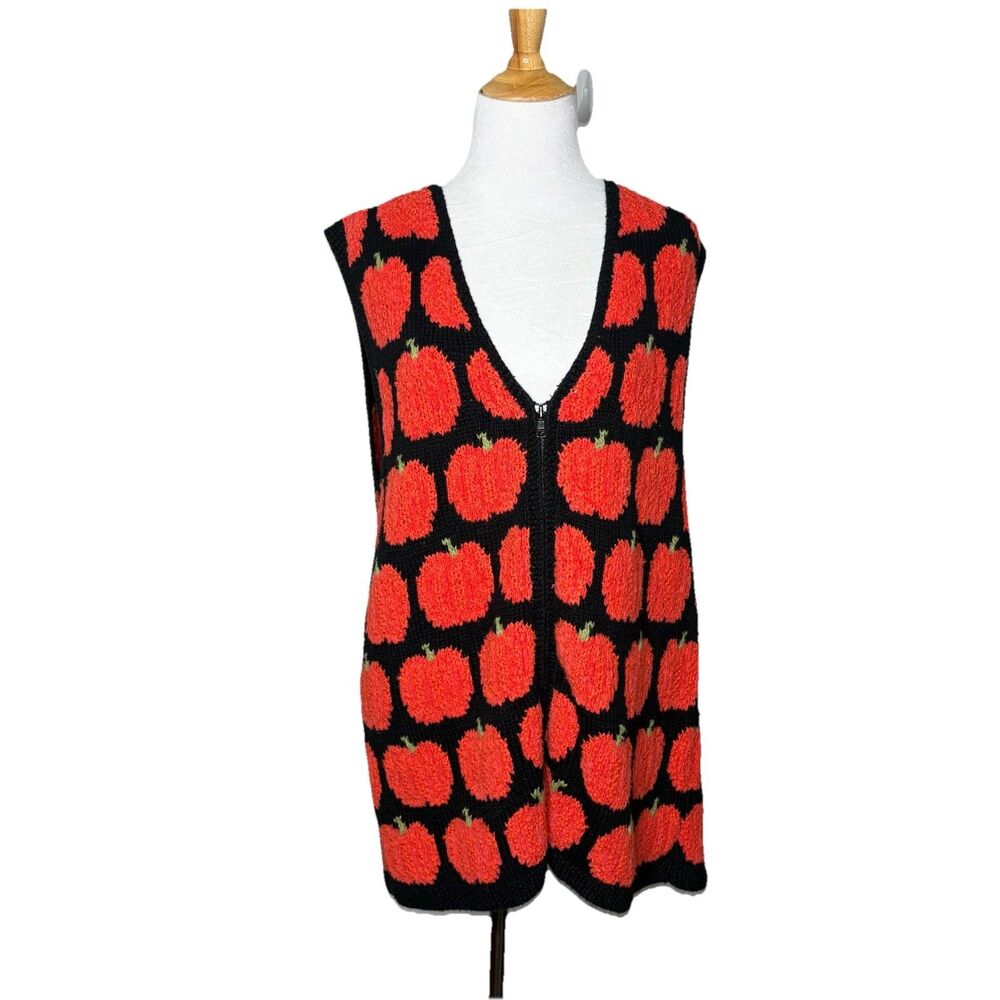 Vintage Marisa Christina Pumpkin Halloween Sweater Vest Sz M Cottagecore Granny